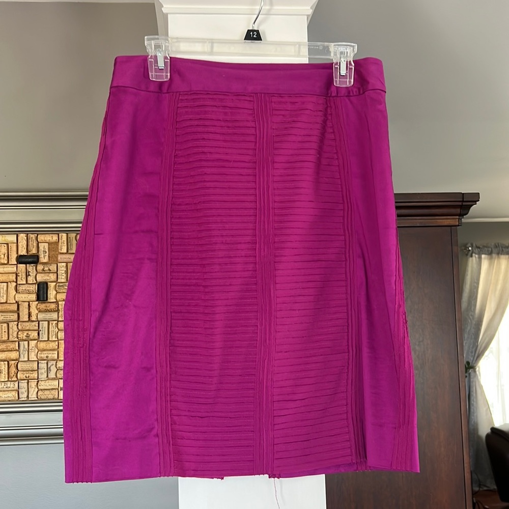 Lined Fuchsia WHBM Pencil Skirt with Hemmed Accents